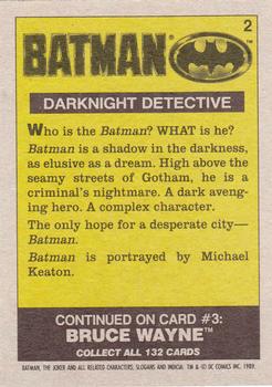 1989 Topps Batman #2 Darknight Detective Back