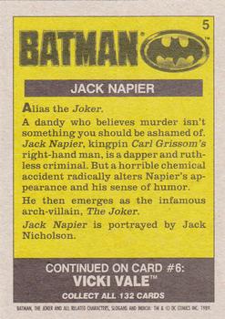 1989 Topps Batman #5 Jack Napier Back