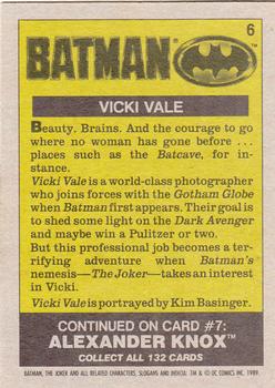 1989 Topps Batman #6 Vicki Vale Back
