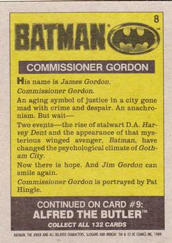 1989 Topps Batman #8 Commissioner Gordon Back
