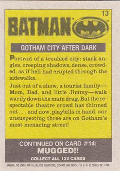 1989 Topps Batman #13 Gotham City After Dark Back