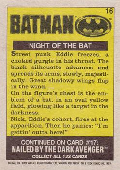 1989 Topps Batman #16 Night of the Bat Back