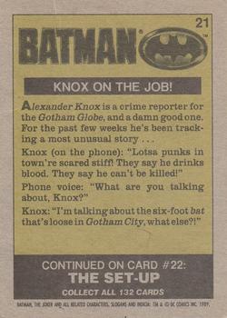 1989 Topps Batman #21 Knox on the Job! Back