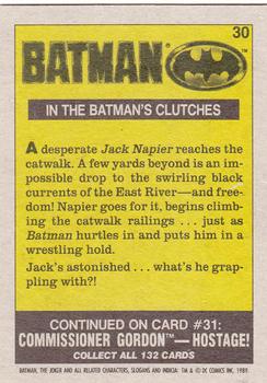 1989 Topps Batman #30 In the Batman's Clutches Back