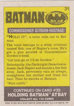 1989 Topps Batman #31 Commissioner Gordon--Hostage! Back