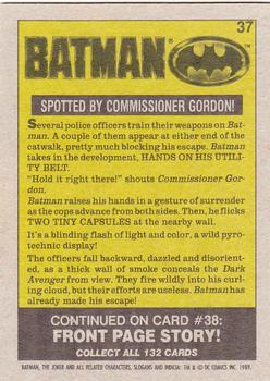 1989 Topps Batman #37 Spotted by Commissioner Gordon! Back
