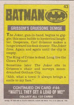 1989 Topps Batman #43 Grissom's Gruesome Demise Back