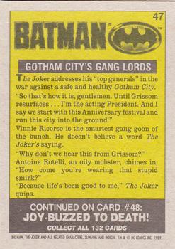 1989 Topps Batman #47 Gotham City's Gang Lords Back