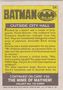1989 Topps Batman #54 Outside City Hall Back