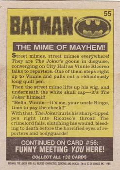 1989 Topps Batman #55 The Mime of Mayhem! Back