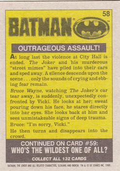 1989 Topps Batman #58 Outrageous Assault! Back