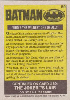 1989 Topps Batman #59 Who's the Wildest One of All? Back