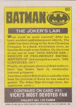 1989 Topps Batman #60 The Joker's Lair Back