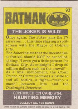1989 Topps Batman #93 The Joker is Wild! Back
