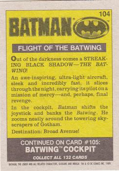 1989 Topps Batman #104 Flight of the Batwing Back