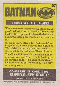 1989 Topps Batman #107 Taking Aim at the Batwing Back