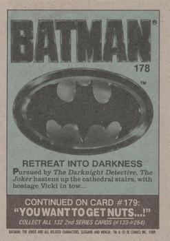 1989 Topps Batman #178 Retreat into Darkness Back