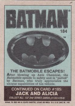 1989 Topps Batman #184 The Batmobile Escapes! Back