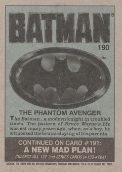1989 Topps Batman #190 The Phantom Avenger Back