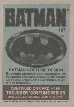 1989 Topps Batman #197 Batman costume design Back