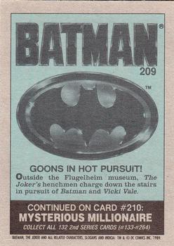 1989 Topps Batman #209 Goons in Hot Pursuit! Back