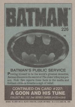 1989 Topps Batman #226 Batman's Public Service Back