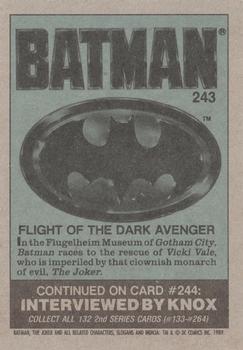 1989 Topps Batman #243 Flight of the Dark Avenger Back