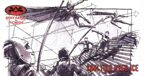 1997 SkyBox Batman & Robin Widevision - Storyboard #S6 Vaulting Over ice Front