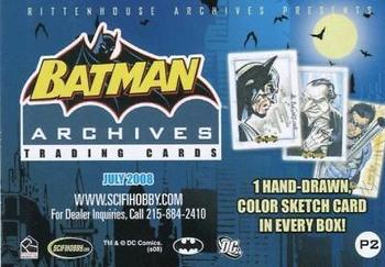 2008 Rittenhouse Batman Archives - Promos #P2 Batman & Robin Back