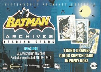 2008 Rittenhouse Batman Archives - Promos #SD08 Batman Back