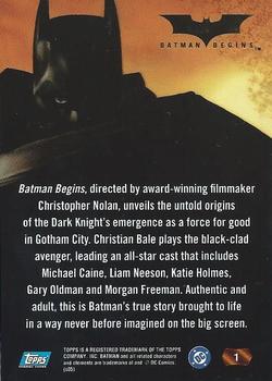 2005 Topps Batman Begins #1 Batman Begins Cover Card Back