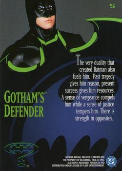 1995 Ultra Batman Forever #5 Gotham's Defender Back