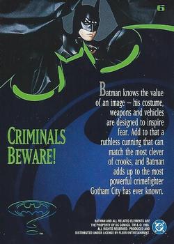 1995 Ultra Batman Forever #6 Criminals Beware! Back