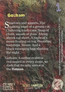 1996 SkyBox Batman Master Series #1 Gotham Back