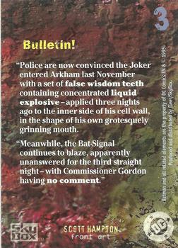 1996 SkyBox Batman Master Series #3 Bulletin! Back