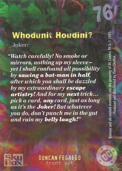 1996 SkyBox Batman Master Series #76 Whodunit Houdini? Back