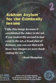 1996 SkyBox Batman Master Series - Artist's Proof #2 Arkham Asylum for the Criminally Insane Back
