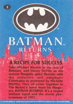 1992 Topps Batman Returns #1 A Recipe for Success Back