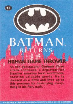1992 Topps Batman Returns #23 Human Flame Thrower Back
