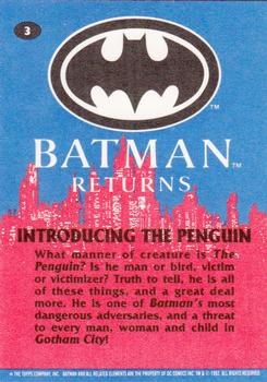 1992 Topps Batman Returns #3 Introducing the Penguin Back