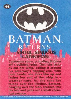 1992 Topps Batman Returns #44 Sinful, Sinuous Catwoman Back