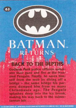 1992 Topps Batman Returns #63 Back to the Depths Back