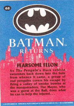 1992 Topps Batman Returns #68 Fearsome Felon Back