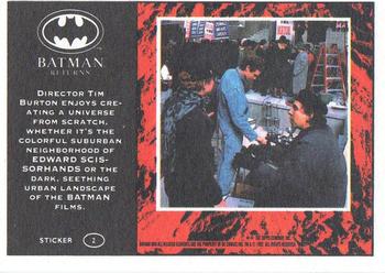 1992 Topps Batman Returns - Stickers (Ireland issue) #NNO Director Tim Burton enjoys ... Back
