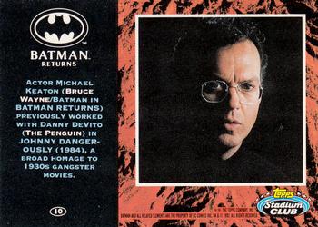 1992 Stadium Club Batman Returns #10 Actor Michael Keaton (Bruce Wayne/Batman in B Back