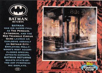 1992 Stadium Club Batman Returns #11 Batman has his hands full as The Penguin, Cat Back