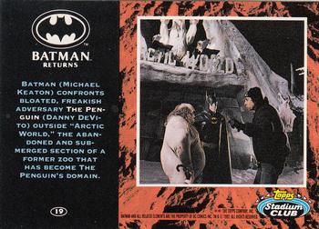 1992 Stadium Club Batman Returns #19 Batman (Michael Keaton) confronts bloated, fr Back