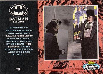 1992 Stadium Club Batman Returns #22 Director Tim Burton gives mayoral candidate O Back