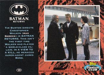 1992 Stadium Club Batman Returns #26 Tim Burton directs Christopher Walken (Max Sc Back