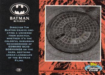 1992 Stadium Club Batman Returns #28 Director Tim Burton enjoys creating a univers Back
